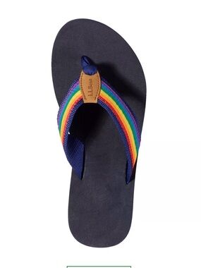 L.L.Bean Original Maine Isle Flip Flop with Rainbow Straps 🌈